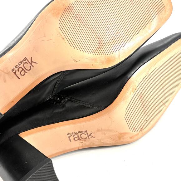 Nordstrom Naja Ankle Boots 11 Black NWOT Booties Heel Vegan Leather Zip Capsule - Picture 7 of 7